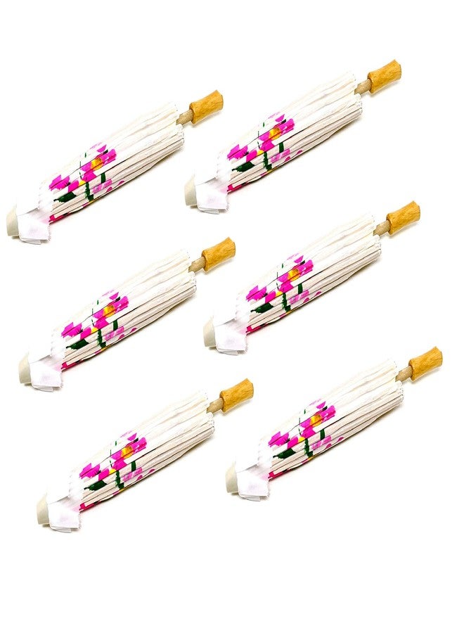 TJ Global PACK OF 6 Japanese Chinese Kids Size 22" Umbrella Parasol For Wedding Parties, Photography, Costumes, Cosplay, Decoration And Other Events - 6 Umbrellas (White) - Image 2